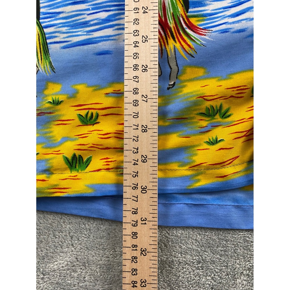 Pacific & Co Mens Blue Hula Dancer Hawaiian Camp Shirt Short Sleeve Size M - Picture 7 of 10